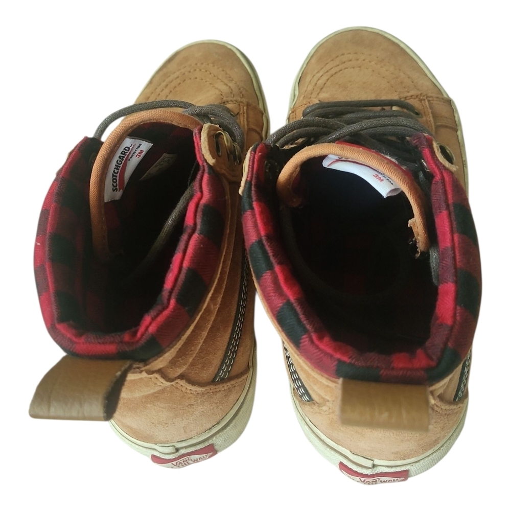 Vans Sk8-Hi MTE Scotchgard Suede Sneakers Men’s 7 / Women’s 8.5 Tan Plaid Lining - Picture 5 of 10
